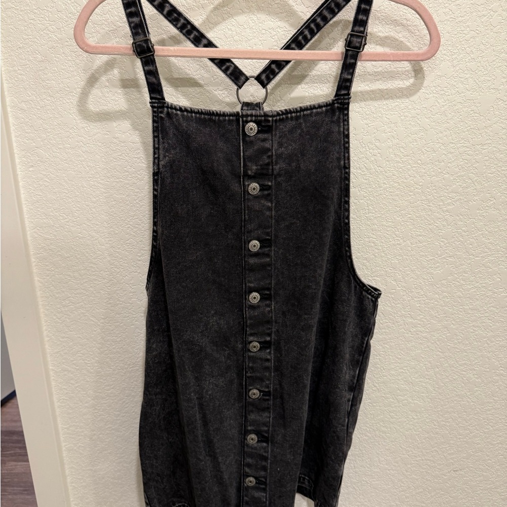 American Eagle Outfitters Black Denim Overall Dress